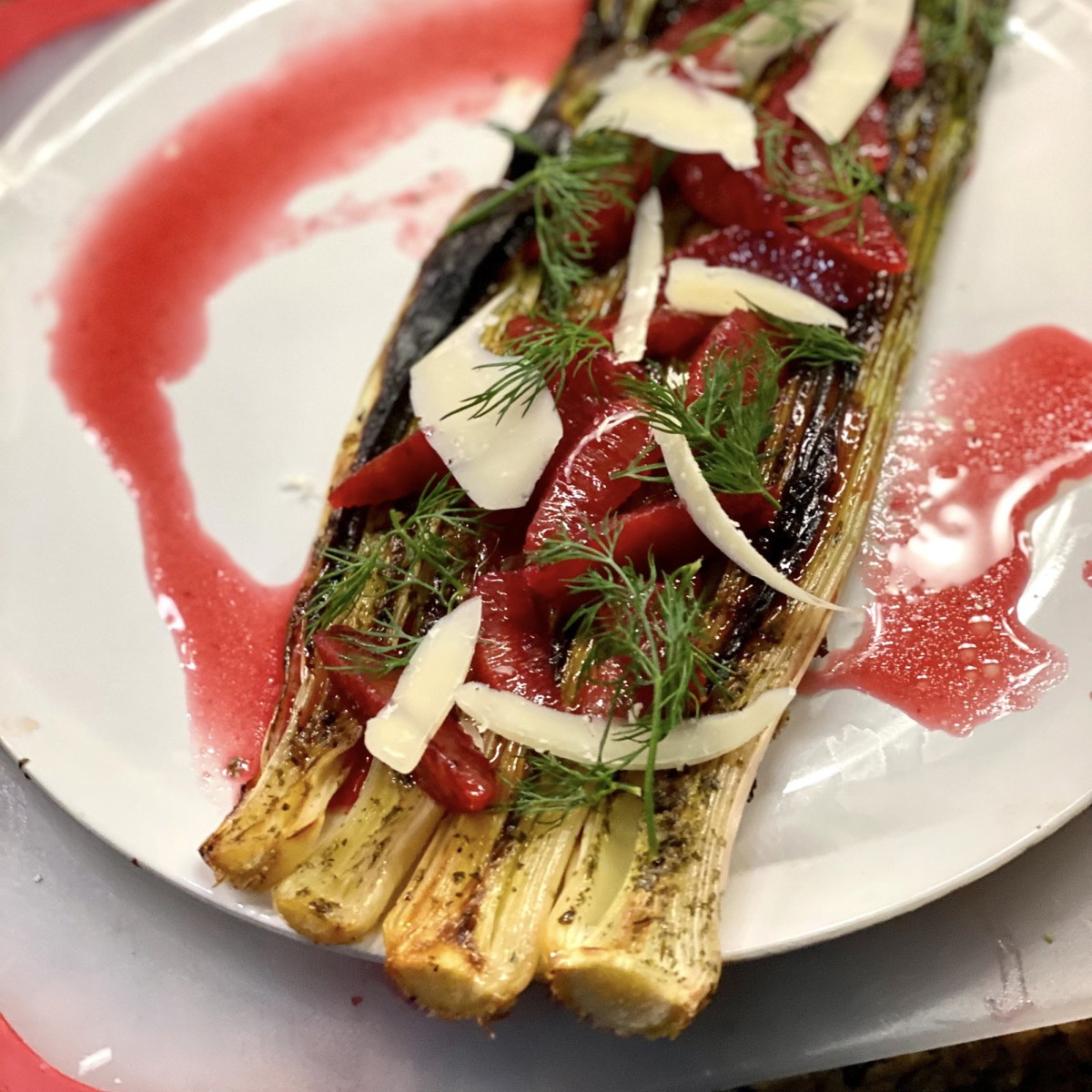 Roasted Leeks with Blood Orange and Dill