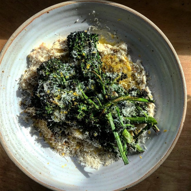 Image of Creamed Butter Beans with Roasted Tenderstem Broccoli