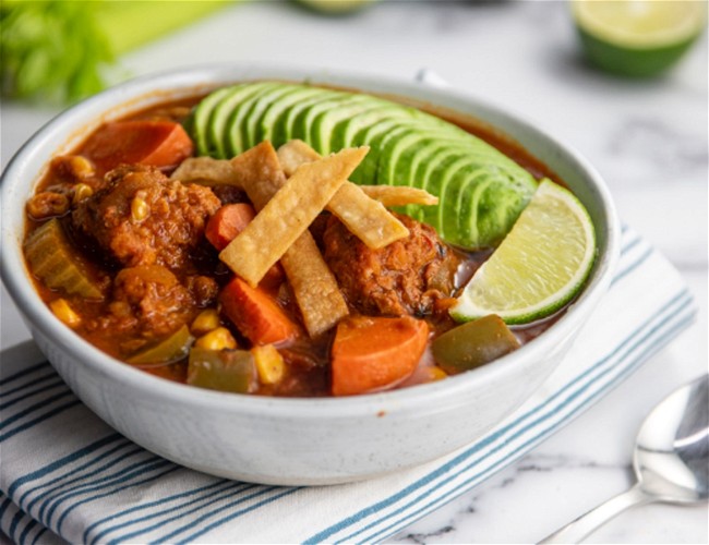 Image of Vegetarian Meatball Tortilla Soup