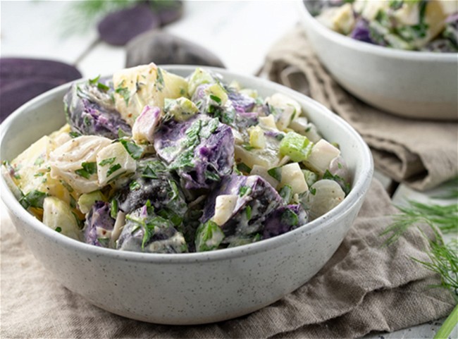 Image of Roasted Cipolline Onion and Purple Potato Salad