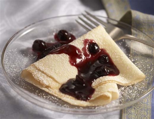 Image of Crepes with Organic Blueberry Sauce