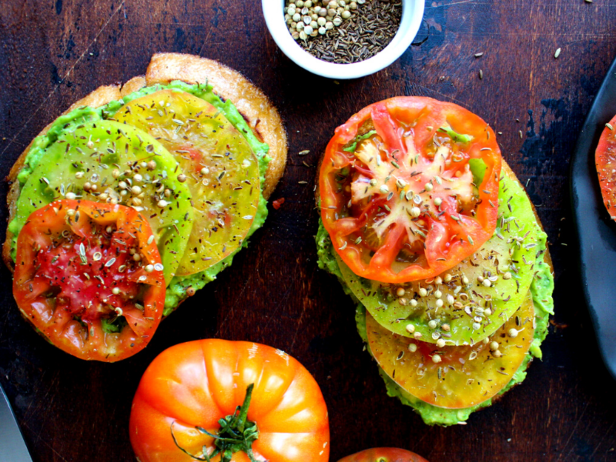 Avocado Toast with Heirloom Tomatoes and Toasted Spices