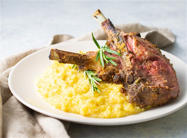 Image of Roasted Rack of Lamb with Creamy Horseradish Polenta