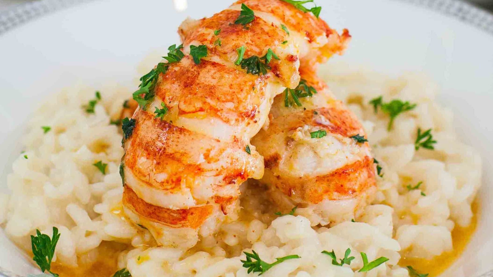 Image of Butter Poached Lobster Tails with Risotto