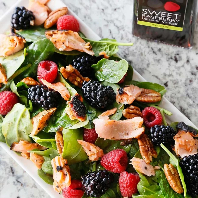 Image of Blackened Salmon Salad With Berries & Pecans