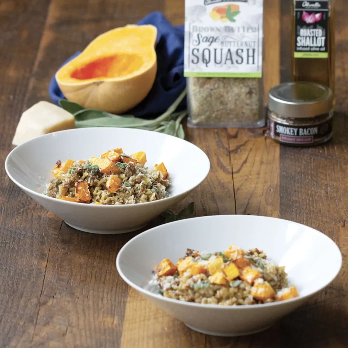Brown Butter Sage Butternut Squash Risotto With Sausage And Roasted Squash