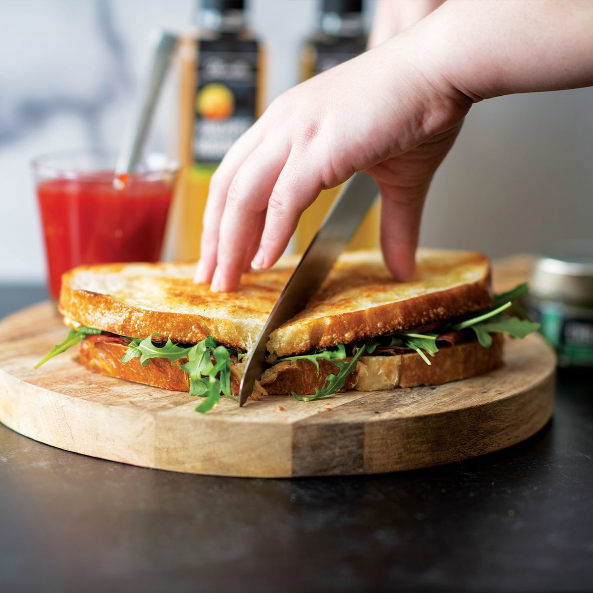 Fried Egg, Prosciutto, And Red Pepper Jam Breakfast Sandwich