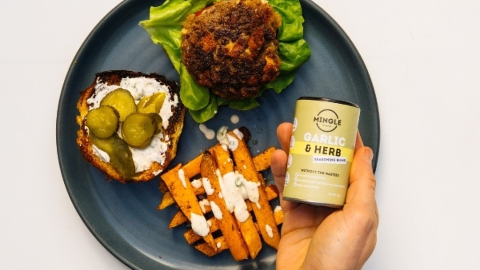 Image of Mingle's Halloumi Burger & Sweet Potato Fries