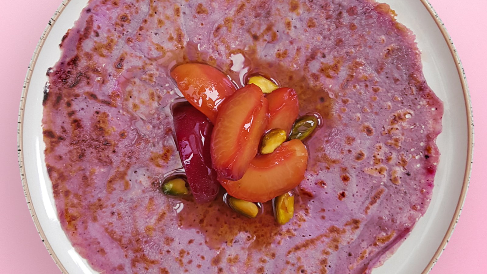 A delicious purple French crepe for Pancake day
