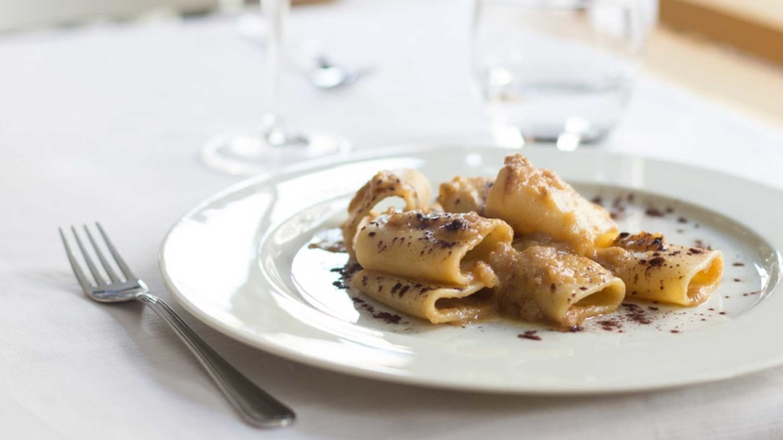 Image of Meatless Neapolitan Paccheri Pasta with Mushrooms and Cream