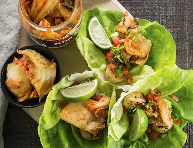 Image of Shrimp and Kimchi Lettuce Wraps