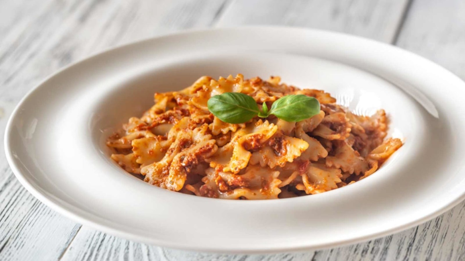 Image of Sicilian-Inspired Farfalle with Red Pesto