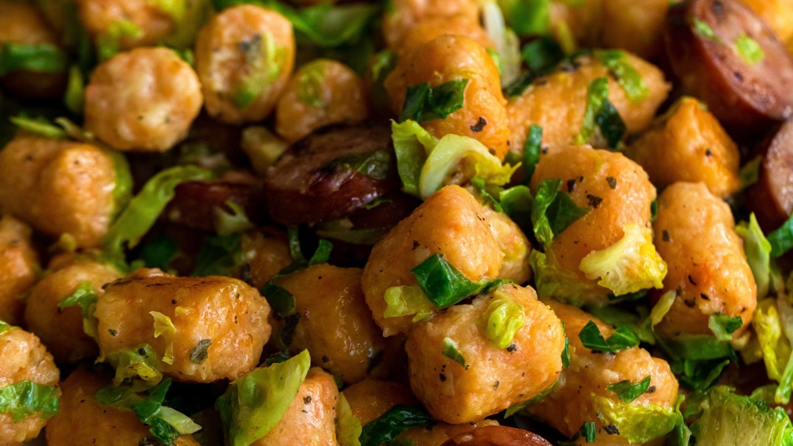 Image of Sweet Potato Gnocchi with Shaved Brussels & Chicken Sausage