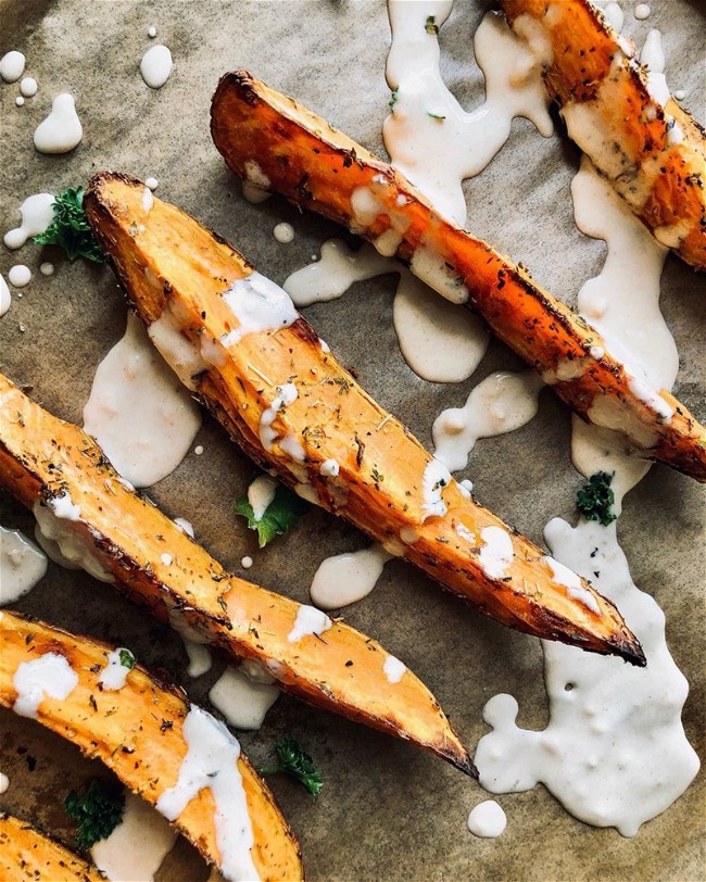 Image of Crispy sweet potato wedges