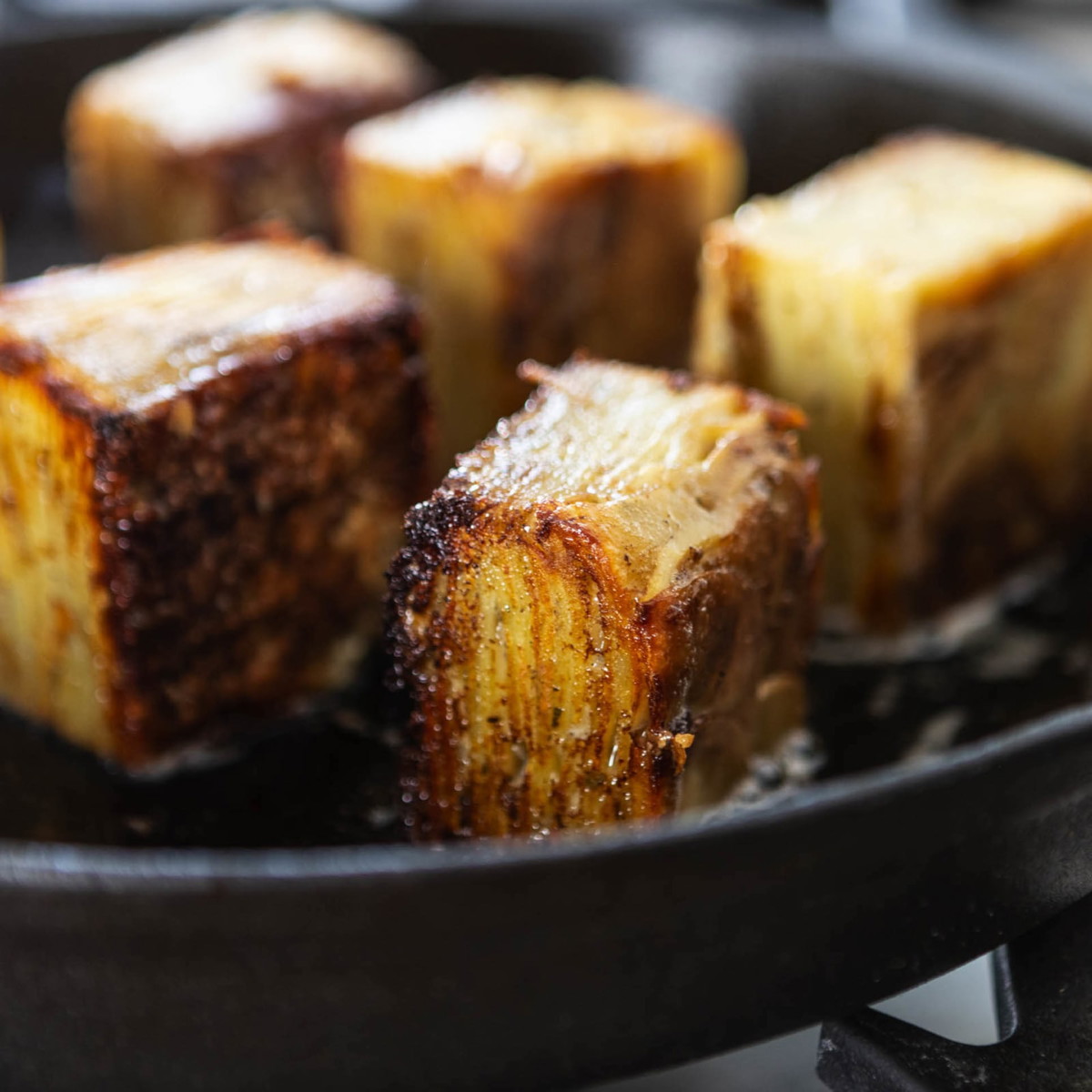 Crunchy Fried Potato Gratin Cubes