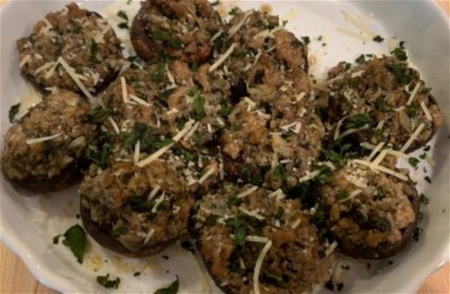 Image of Stuffed Mushrooms with Italian Sausage and Parmesan