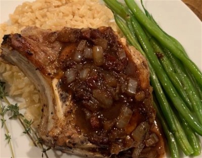 Image of Elegant Cranberry Balsamic Bone in Pork Chops