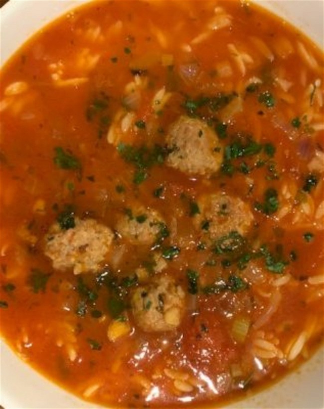 Image of Sweet Italian Sausage Tomato Orzo Soup