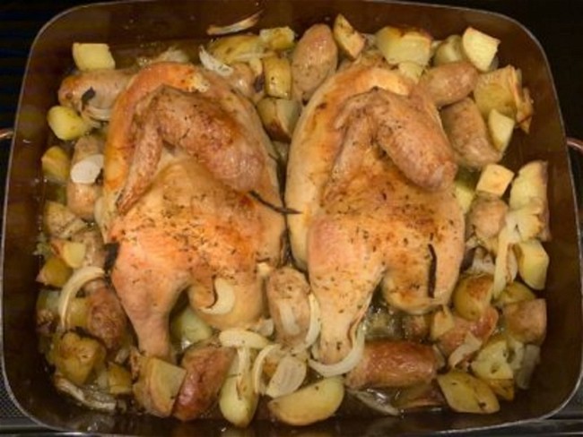 Image of Roast Chicken with Potatoes and Sweet Italian Sausage