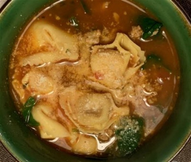 Image of Sausage, Spinach, Tomato and Tortellini Soup