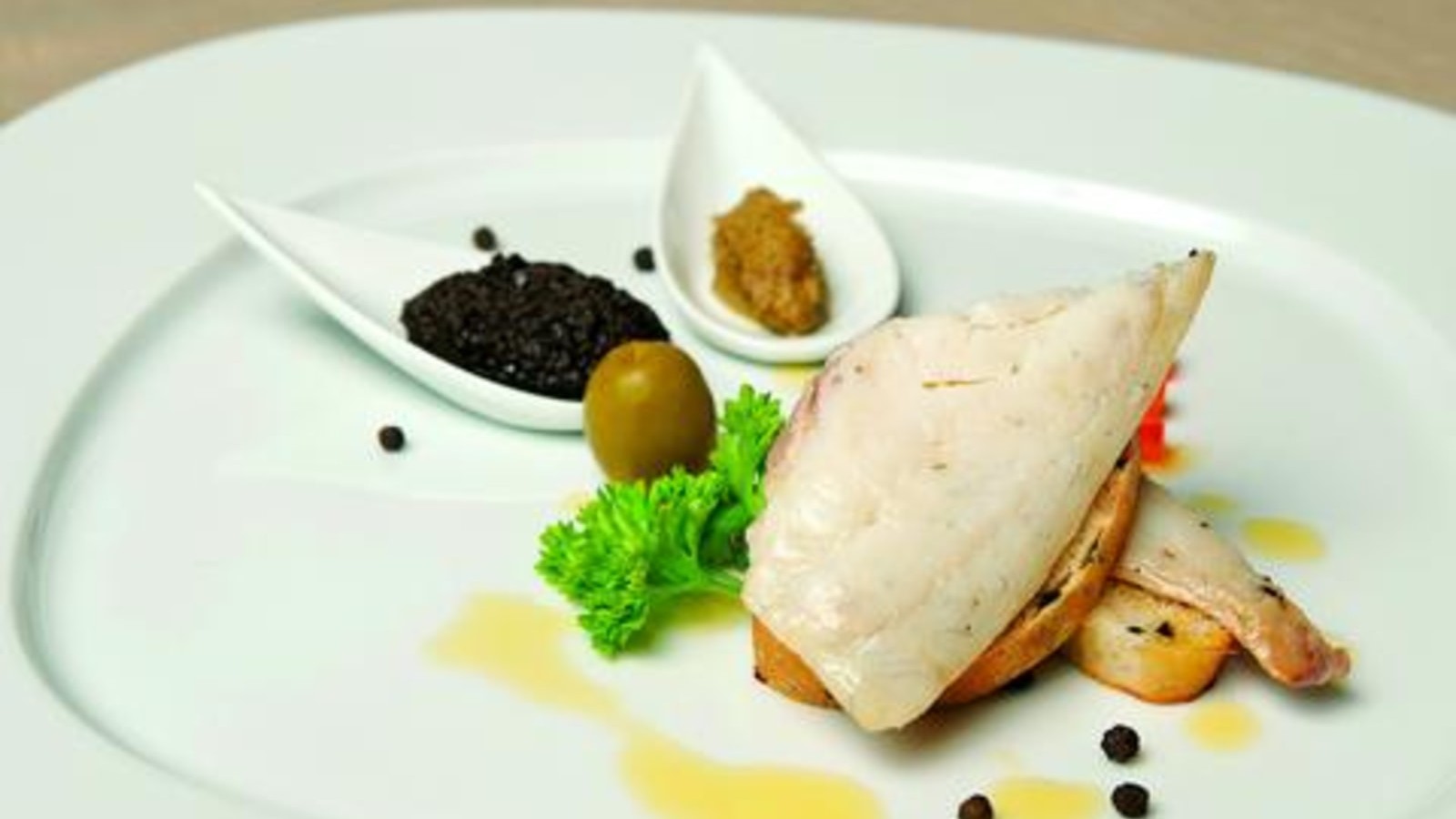 Recipe FISH FILET IN GREEN OLIVES & ROSEMARY SAUCE