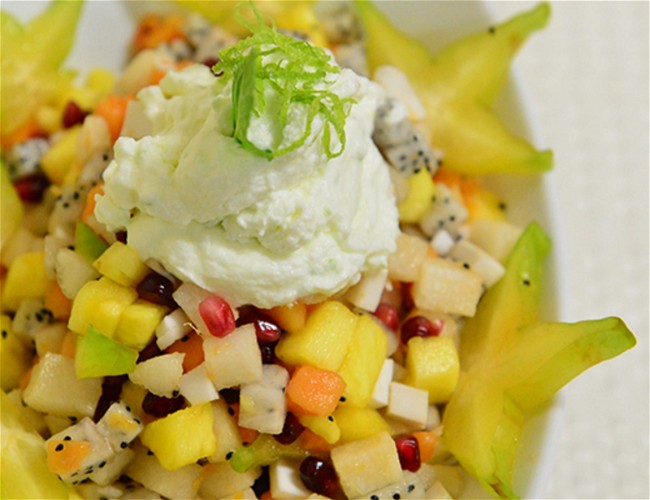 Image of Tropical Fruit Salad with Mint and Key Lime Chantilly Cream