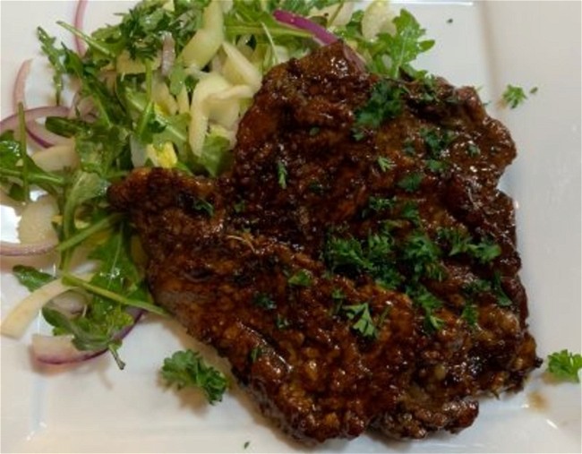 Image of Balsamic-Glazed Pork Cutlets with Fennel and Celery Slaw