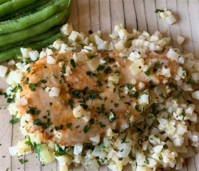 Image of Garlic Butter Chicken with Parmesan Cauliflower Rice