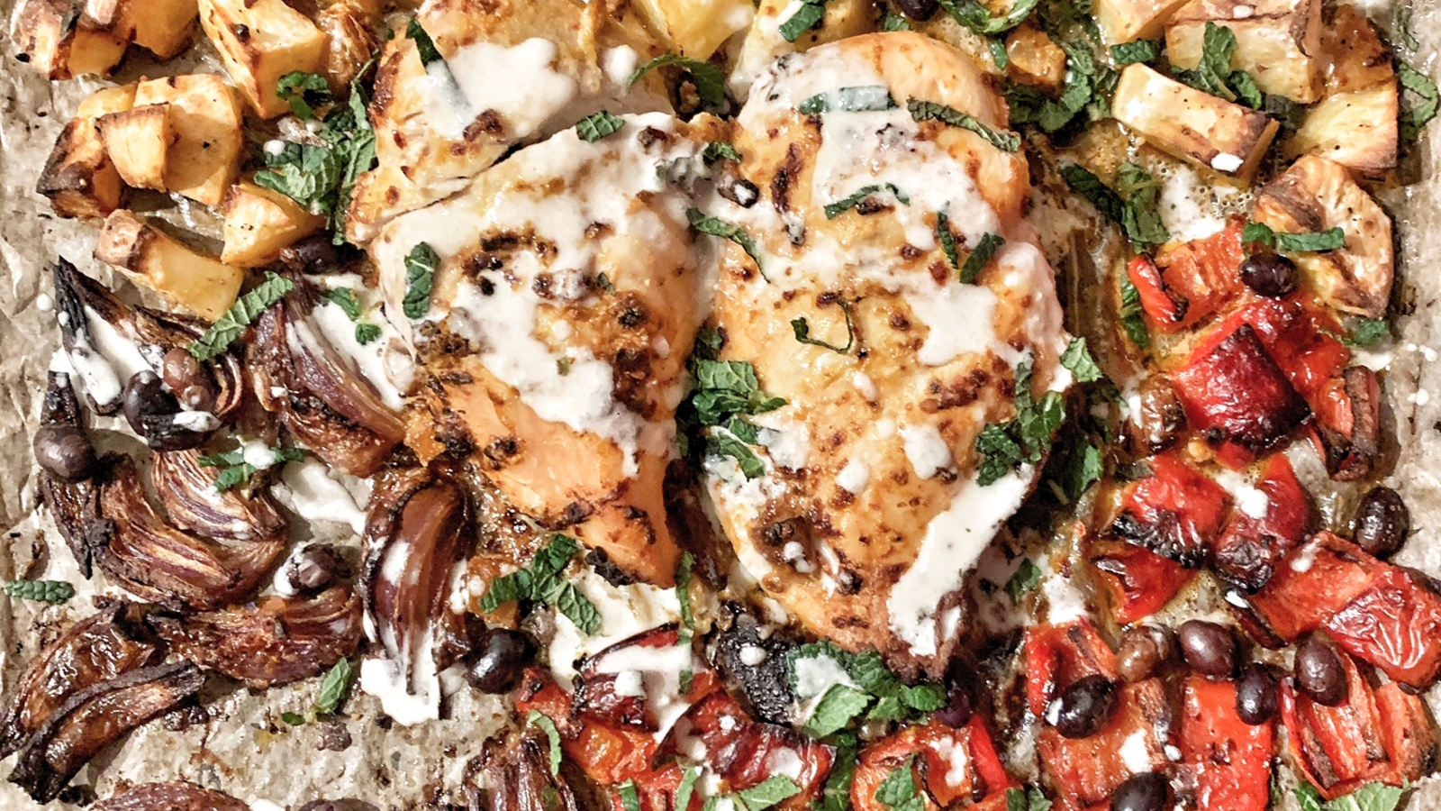 Image of Harissa and lemon chicken roast with tahini