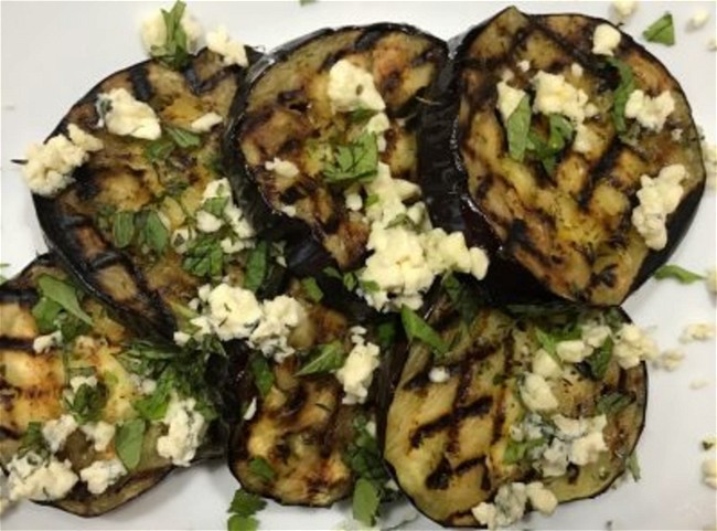 Image of Grilled Eggplant with Blue Cheese & Herbs