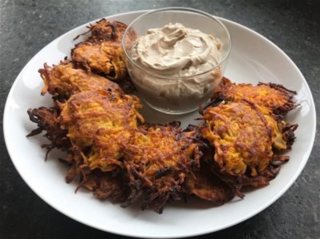 Image of Sweet Potato Pancakes with Cinnamon Cream