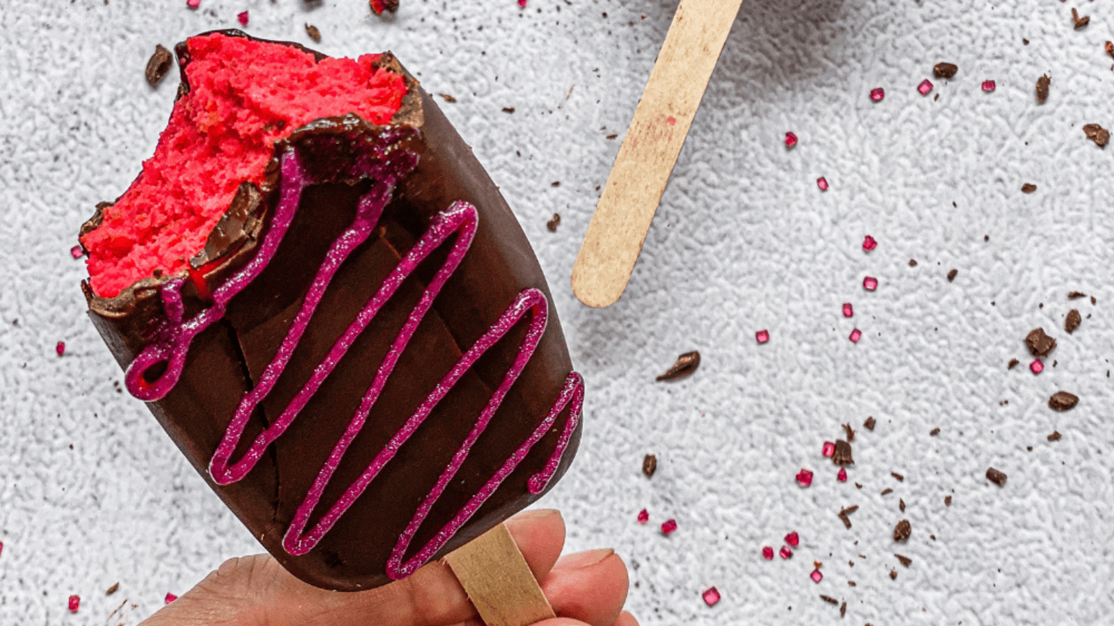 Image of Red Velvet Protein Cake Popsicles