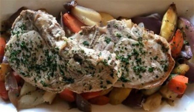 Image of Pork Chops with Pears & Root Vegetables