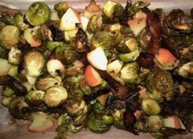 Image of Roasted Brussels Sprouts with Bacon and Apples