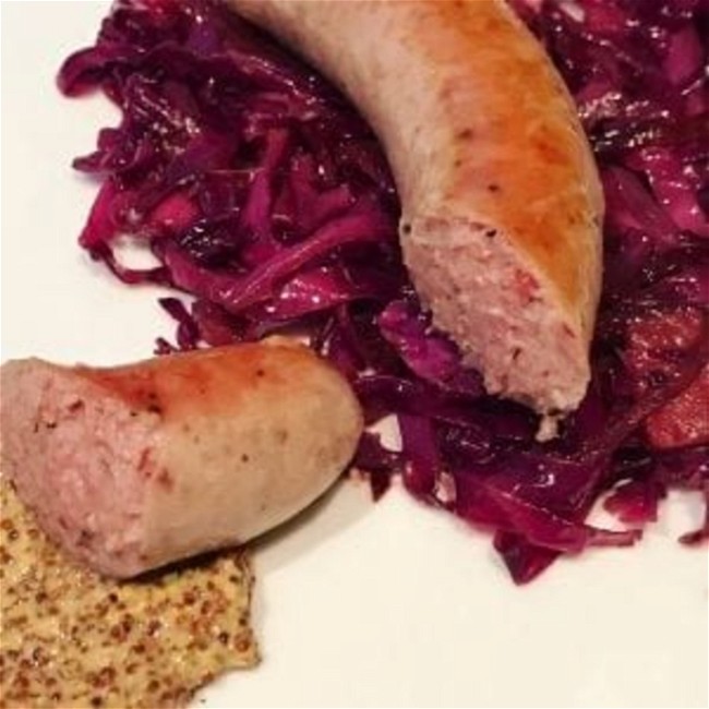 Image of German Sausage with Red Cabbage & Apples