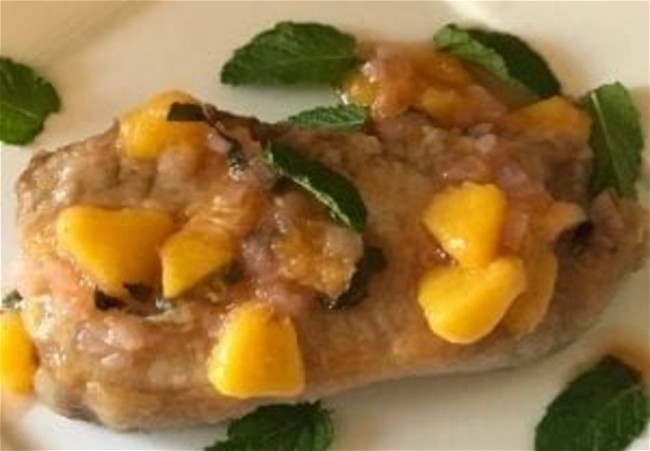 Image of Pork Chops with Peach-Plum Compote