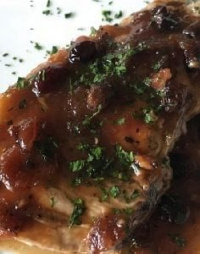 Image of Pork Chops with Cranberry-Maple Pan Sauce