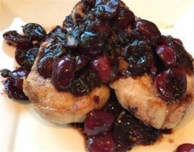 Image of Pan-Seared Pork Chops with Balsamic Cherries