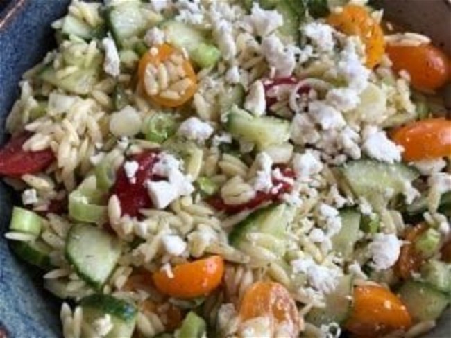 Image of Greek Orzo Salad with Mustard-Dill Vinaigrette