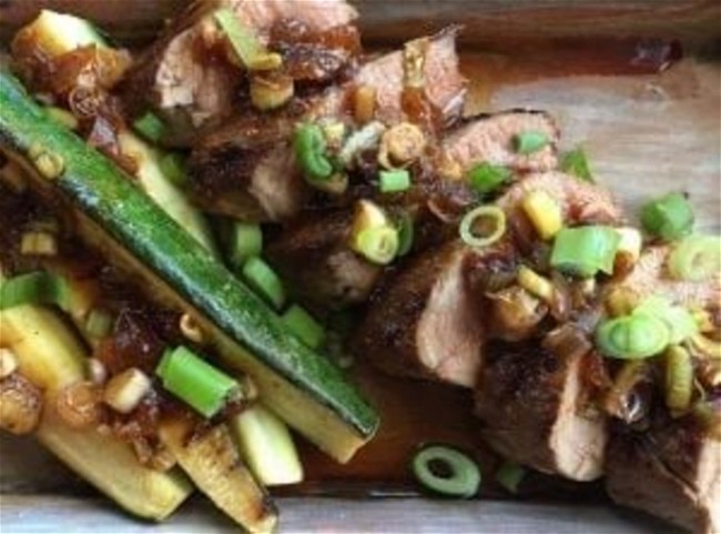 Image of Apricot-Chipotle Grilled Pork Tenderloin & Zucchini