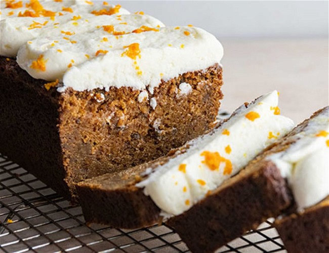 Image of Carrot Pumpkin Orange Loaf with Cream Cheese Icing