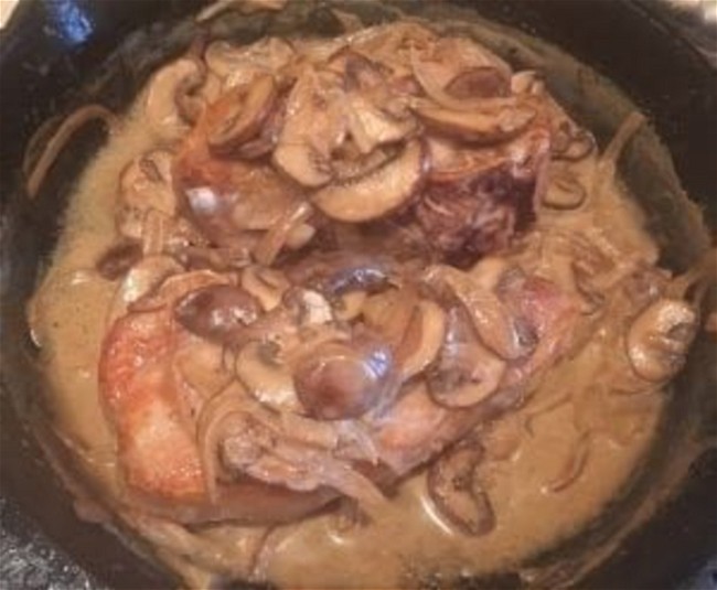 Image of Pork Chops with Brandy Mushroom Sauce