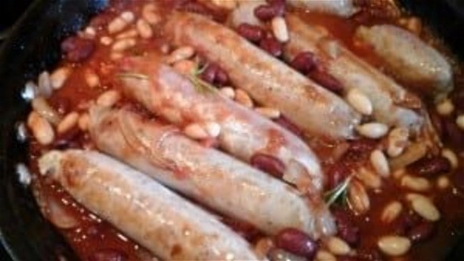 Image of Pork Sausage Skillet with Tuscan White Beans & Tomato Sauce