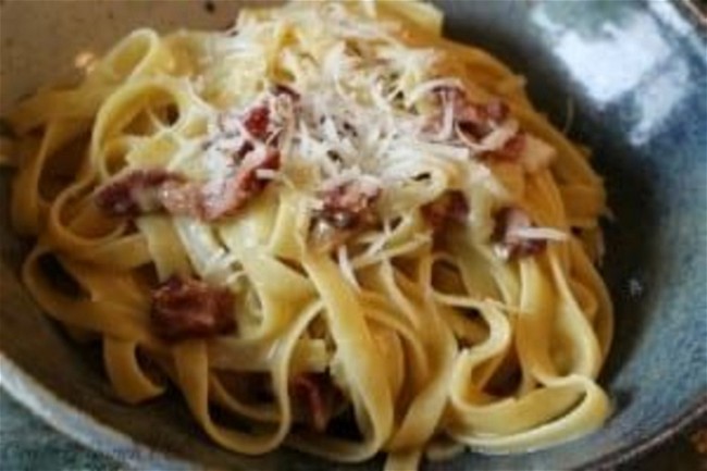 Image of Fettucine with Jowl Bacon & Onions