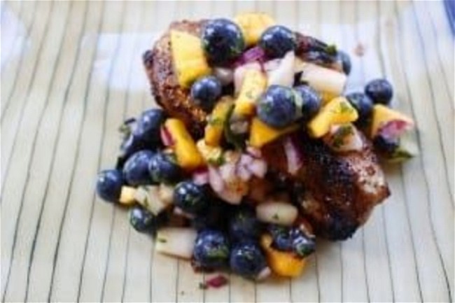 Image of Pork Chops with Blueberry Mango Salad