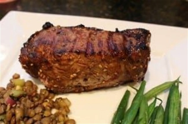 Image of Asian Marinated Pork Chops & Oriental Lentil Salad