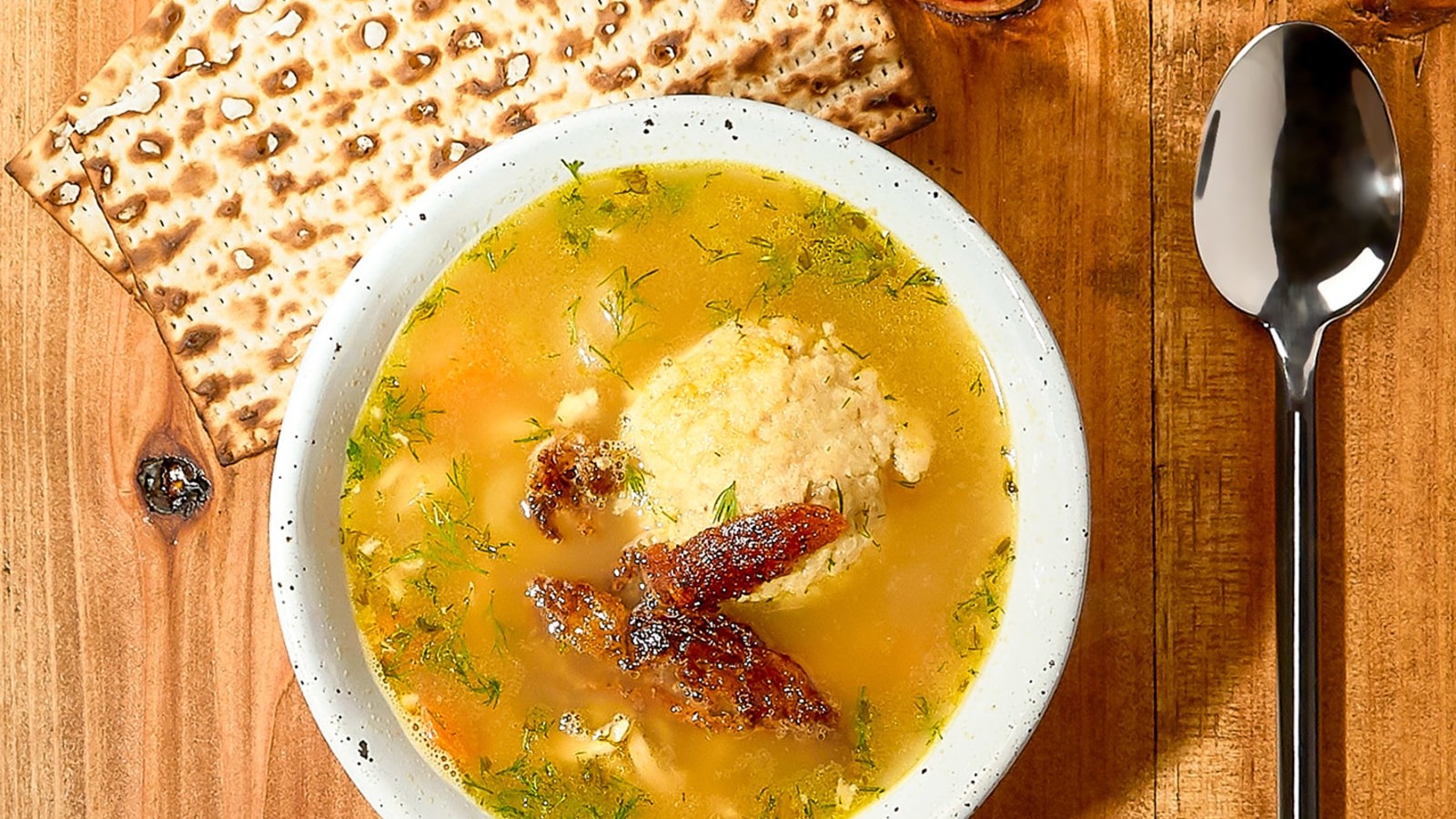 Image of Garden Delish Matzo-Ball Soup with Crispy Chicken Bits