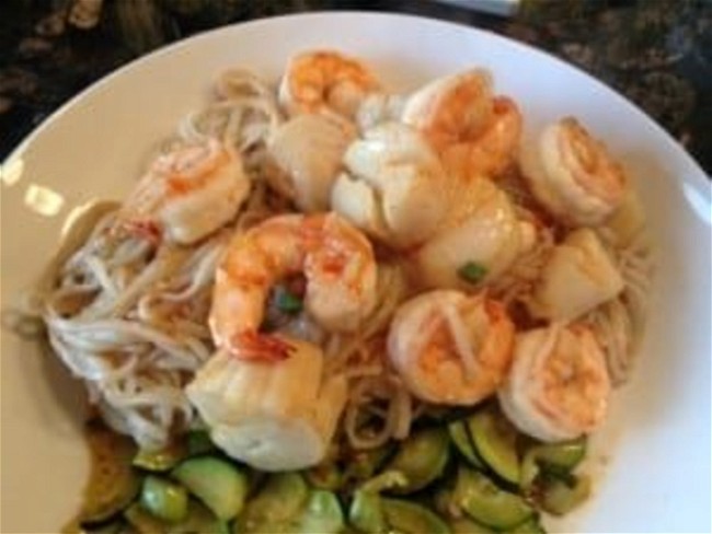 Image of Asian Sweet Chili Shrimp & Scallops with Sesame Noodles