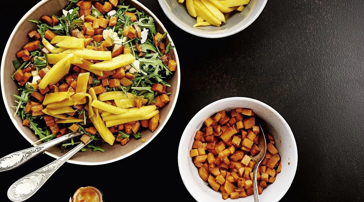 Süßkartoffelsalat mit Mango Rezept