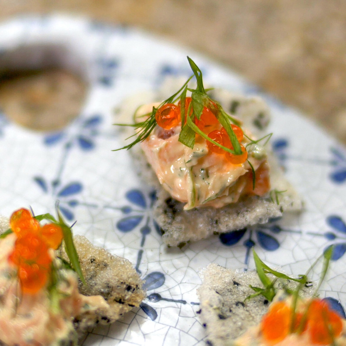 Salmon Rillettes & Crispy Rice Chips